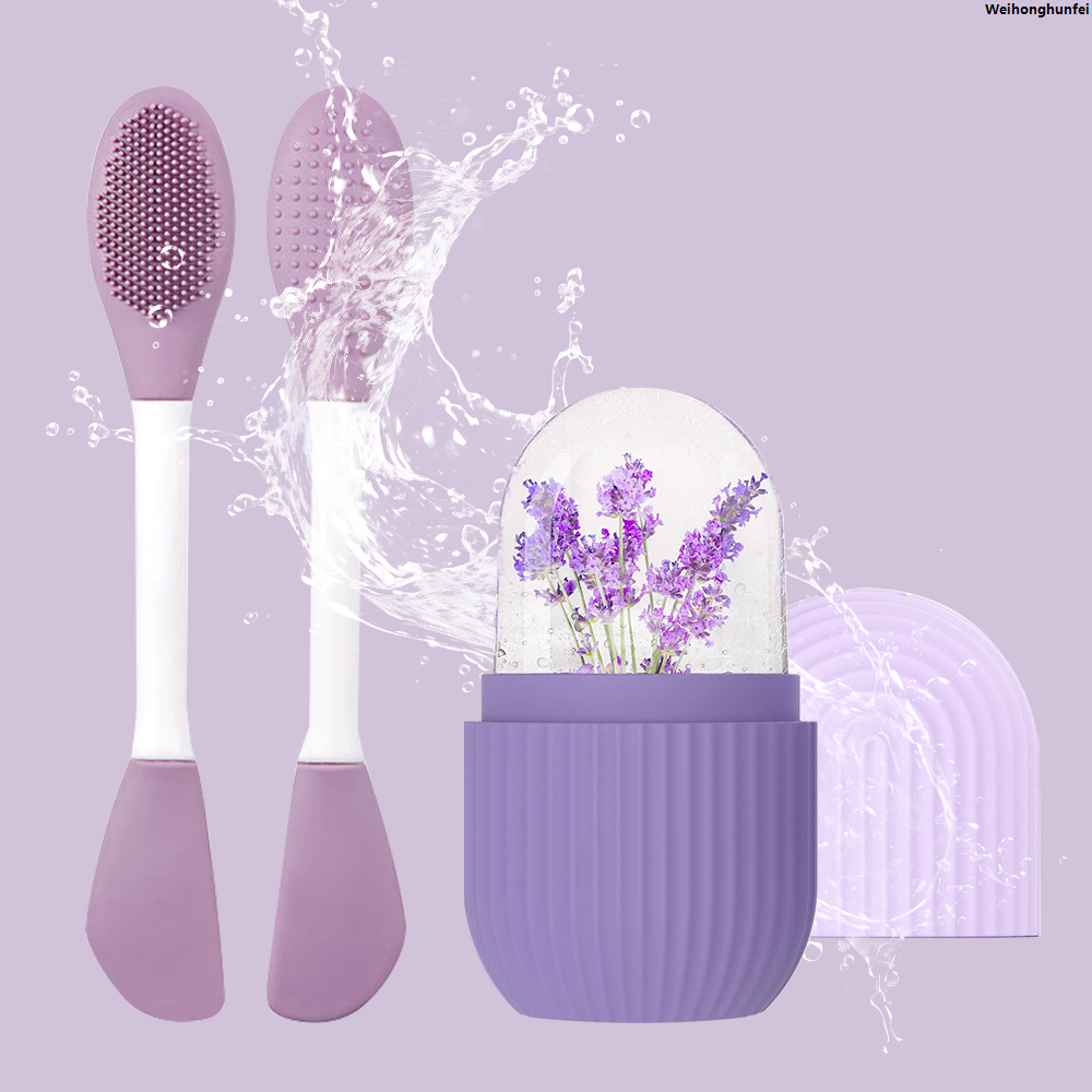 WeihonghunfeiSilicone Ice Cube Tray Mold Double Head Silicone Face Mask Brushes Facial Pore Cleaner Brush Mud Film Applicator Cleaning Tools 2025 New