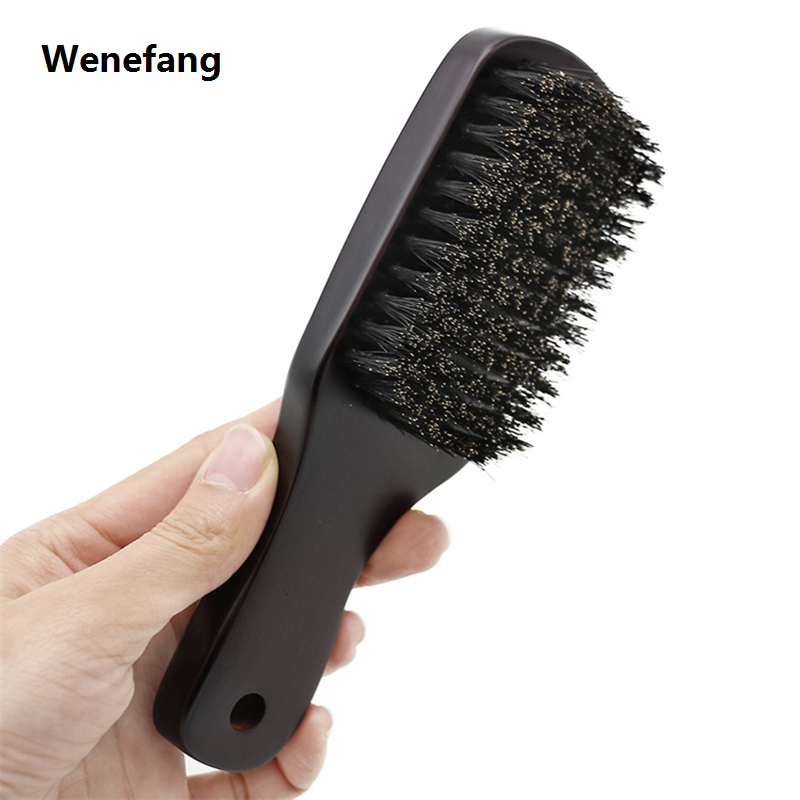 Wenefang Solid Wood 100% Boar Bristle Shaving Brush Beard Massage Comb Hair Brush Curved Wooden Beard Mustache Brushes Men Styling Tools