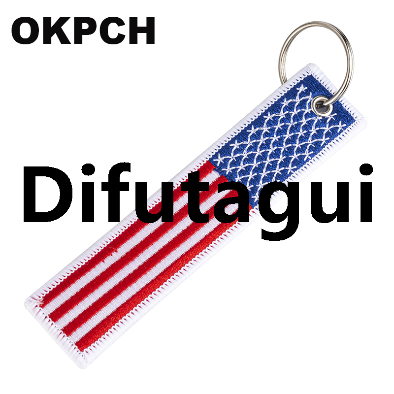 Difutagui 1 PC USA Flag Chain Keychain Launch Key Chain Bijoux Keychains Affordable for Motorcycles and Cars Black Key Tag Embroidery Key Fobs
