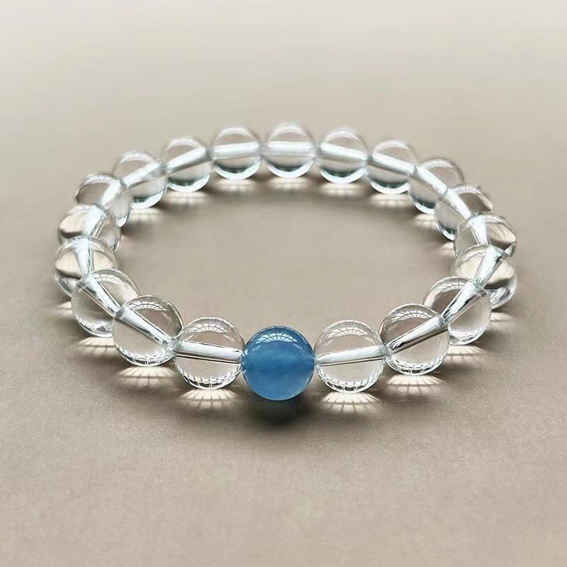 【Mega Sale】Zhao Rusi White Bracelet Female Couple Stone Transporter Aquamarine Beads Natural Bracelet Jewelry