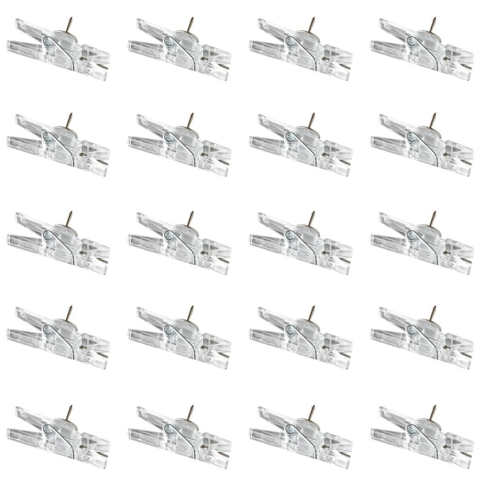 20Pcs/Box Portable Mini Transparent Clip Push Pins Creative DIY Pushpins with Clips Multifunctional Durable Decorative Studs Corkboard