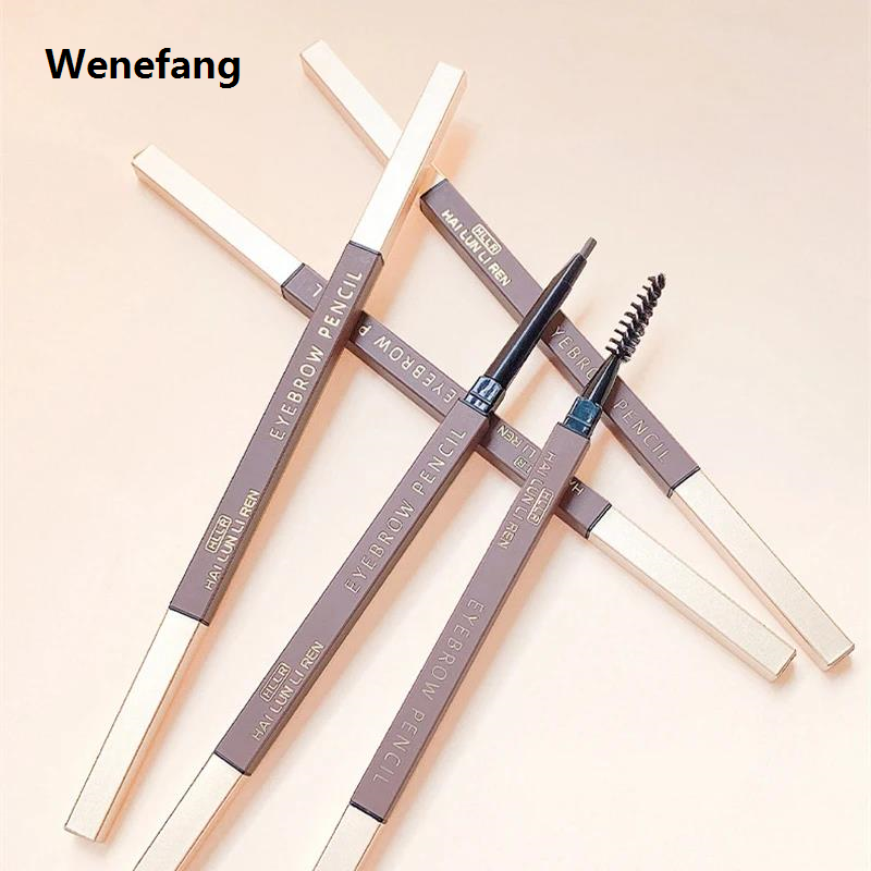 Wenefang Extremely Fine Double Heads Automatic Rotation Eyebrow Pencil Waterproof Natural Long Lasting Tattoo Cosmetics Dark Brown Color