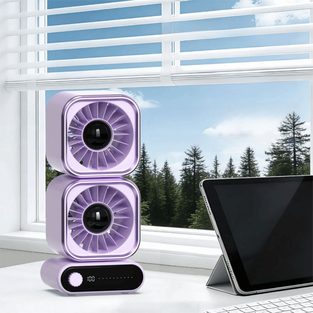 Flexible Placement Rechargeable Battery Portable Mini Circulating Fan Quiet Operation Strong Airflow Rechargeable Personal Fan Compact Size Digital Speed Display Desktop Fan Daily Use