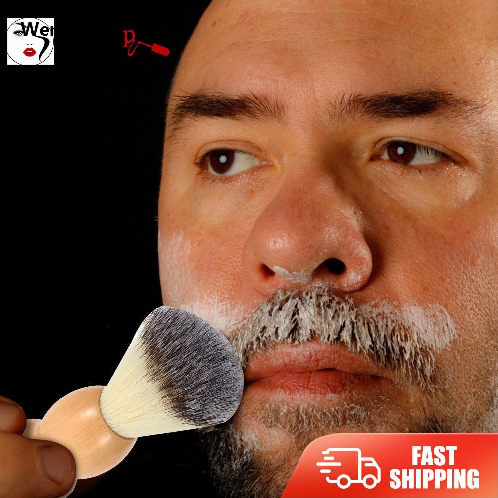 Wenefang Wood Handle Men Facial Beard Brush Beard Cleaner Safe Hair Shaving Brush Household Facial Brush