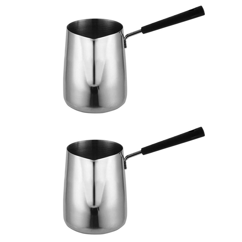 ARELENE 2X Long Handle Wax Melting Pot Candle Soap Melts Pot Scented Wax Melts Metal Coffee Pitcher Latte, 350ML