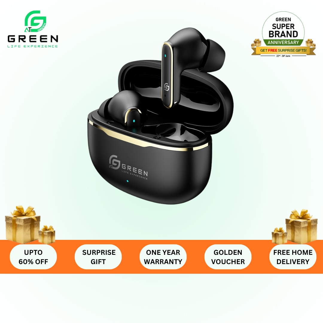 Green Pulse ANC (UP to 32 dB) Earbuds | 40 Hours | Quad Mic | App Support | BT Version 6.0 | 45ms Low Latency| IPX5 Water Resistance | ASAP Fast Charging | 12.4mm Driver For Deep Bass Wireless Earbuds | Type-c Charging
