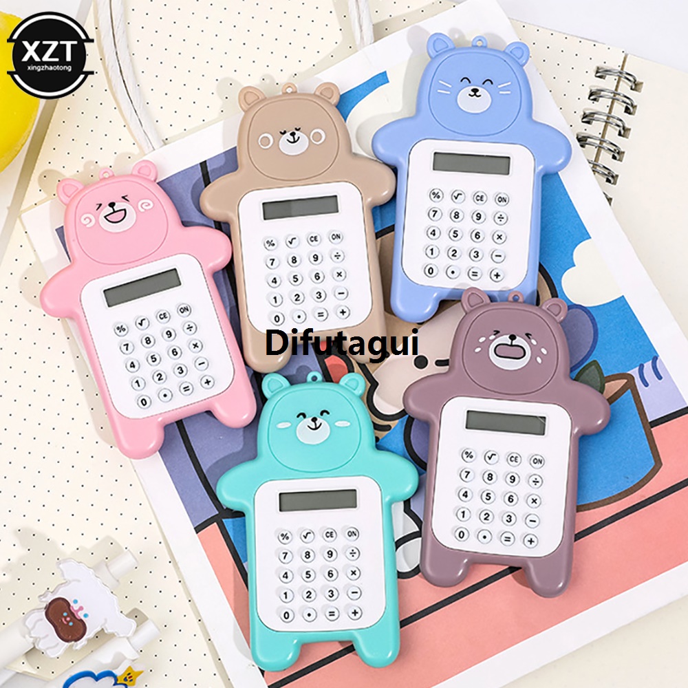 Difutagui Portable Mini Calculator Pocket Size 8 Digit Display Cartoon Special Thin Button Cute Calculator Children's School Supplies
