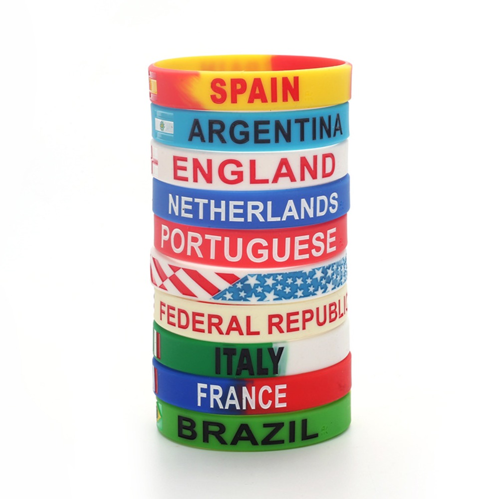 2pcs Summer Printing Sports Soccer Silicone Bracelets Elastic Souvenir Sports Theme Bracelet Sport Bracelet Women Men