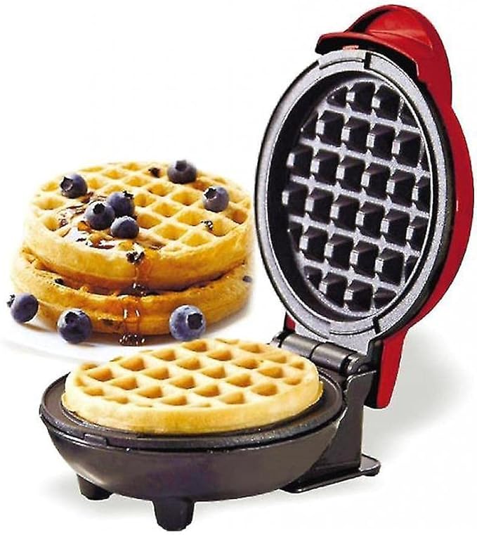 Mini Grill Waffle Maker, Electric Round Griddle, Multifunctional Sandwich Panini Bread Maker, Portable for Indoor/Outdoor Use