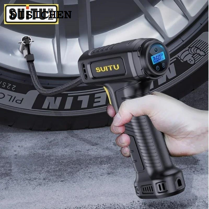 DISICHEN New 120W Handheld Air Compressor Wireless/Wired Inflatable Pump Portable Air Pump Tire Inflator Digital for Car Bicycle Balls