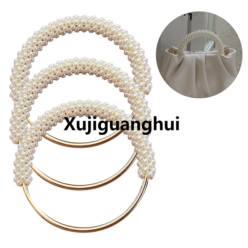 Xujiguanghui 1PC Exquisite Pearl Round Bag Handle Metal Ring Braided ColorfulBargain price Beads for Women Handbag Purse Frame DIY Handmade Bag Accessories