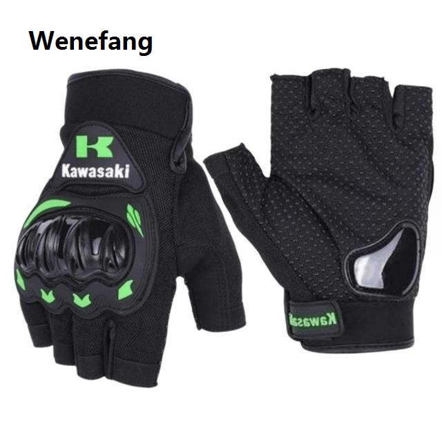 Wenefang New Kawasaki breathable half finger gloves, shock-absorbing half finger cycling gloves, summer outdoor motorcycle gloves