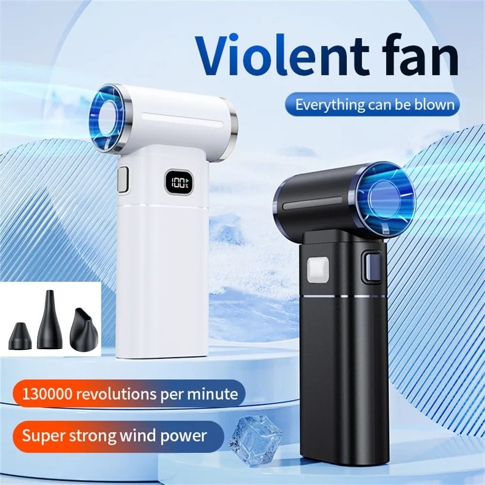 Durable 130000 RPM Powerful Dust Blower Digital Display with LED Light Mini Electric Air Blower High-Speed Brushless Motor Handheld Turbo Violent Fan Pet Blowing Hair