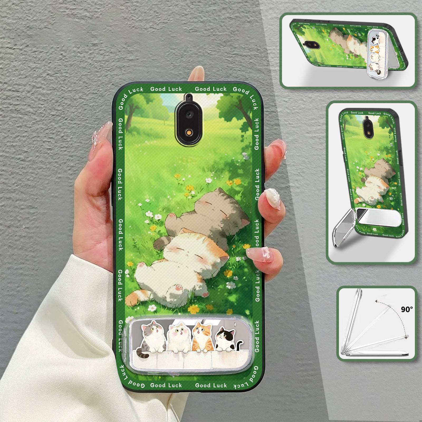 Waterproof Cloth Patch Phone Case For BLU View2/B130DL 3D Back Cover Phone Holder Durable Cartoon Kickstand Soft case