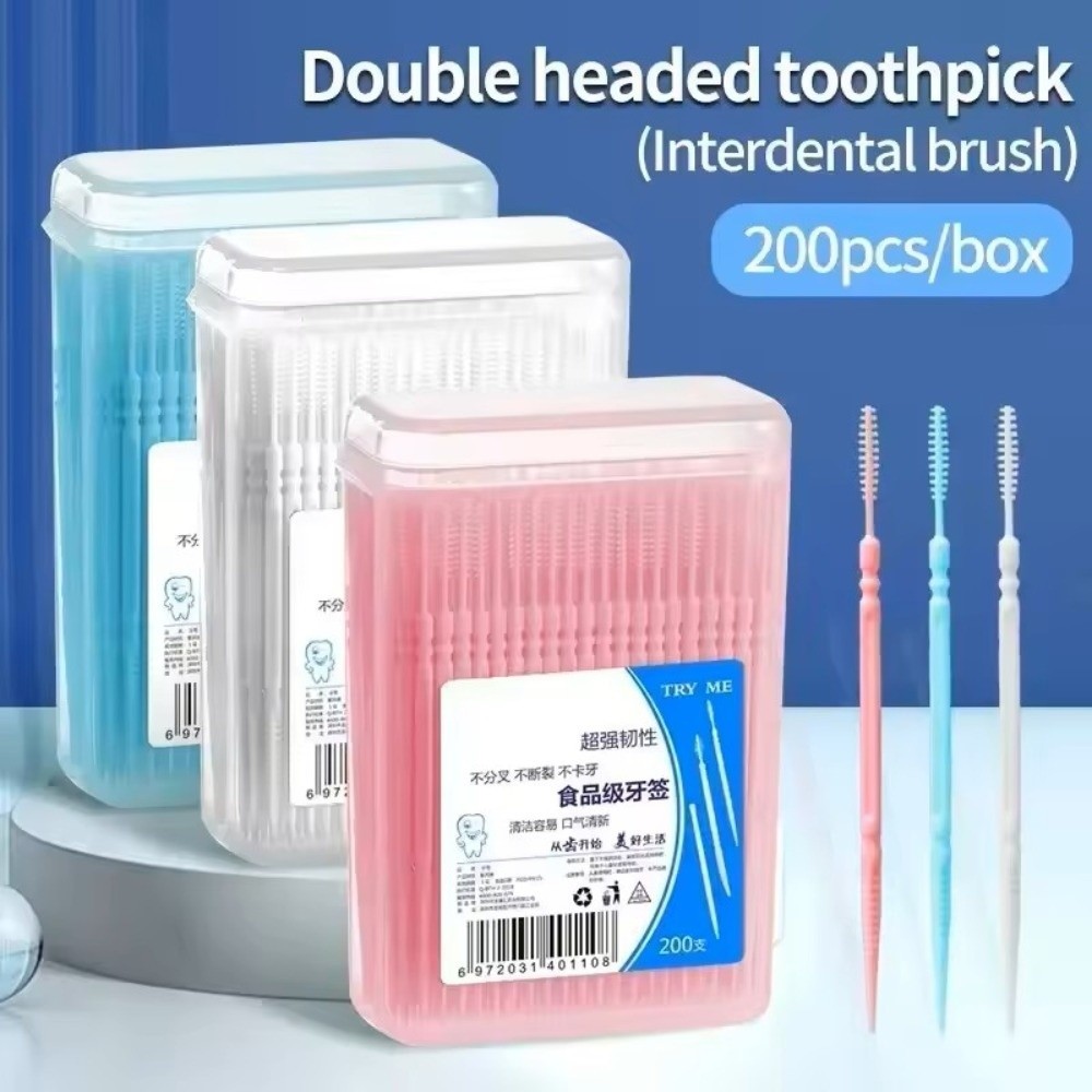 200Pieces/Box New Double Head Toothpick Ultra Fine Portable Disposable Flosser Teeth Care Sticks Household
