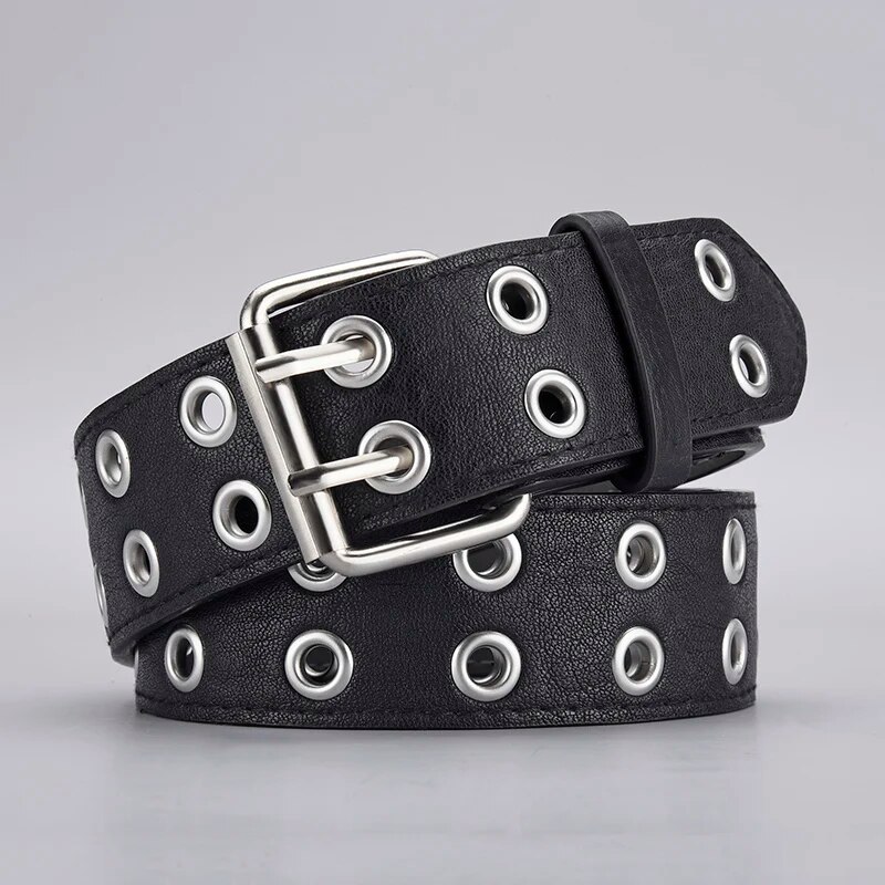 1pc Women's Belt Trend Simple Double Hole man Belt Punk Hip Hop Rock Style Subculture Y2K Belt Punch Free Belt for man and Women Bles Online DZ-29B-16