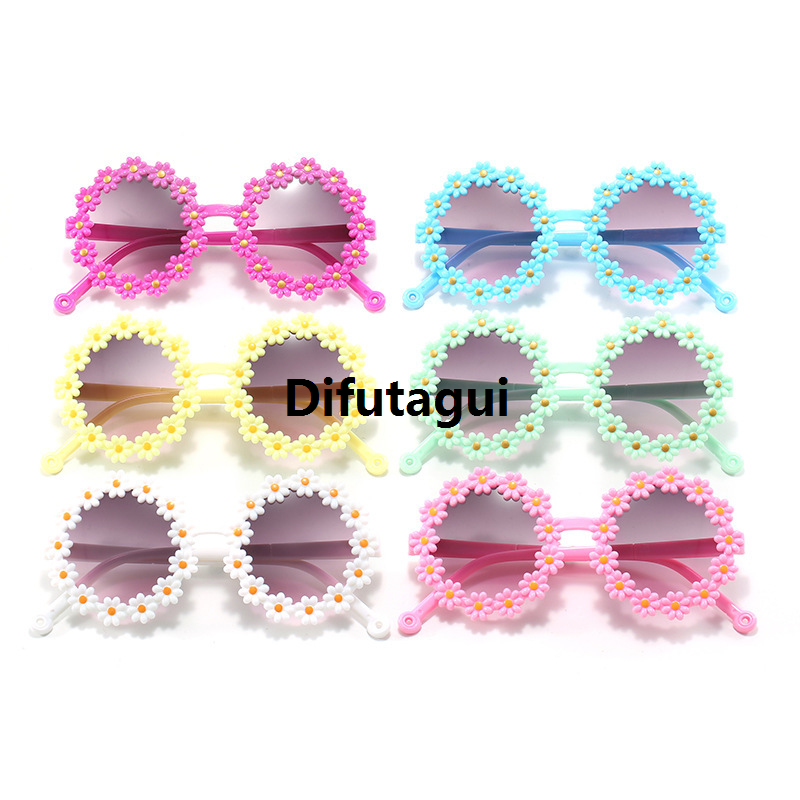 Difutagui High Quality [ New ] Outing Spring Sunglasses Trendy Cute Children Portable Daisy Glasses Children's Sunglasses Girl Cute Flowers Sunglasses