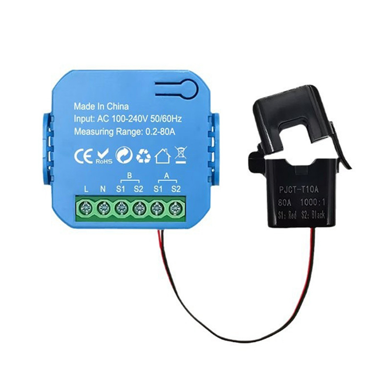 ARELENE Tuya Wifi Smart Power Meter with Current Transformer Clamp 2 Channel 80A Energy Meter Smart Home Wattmeter
