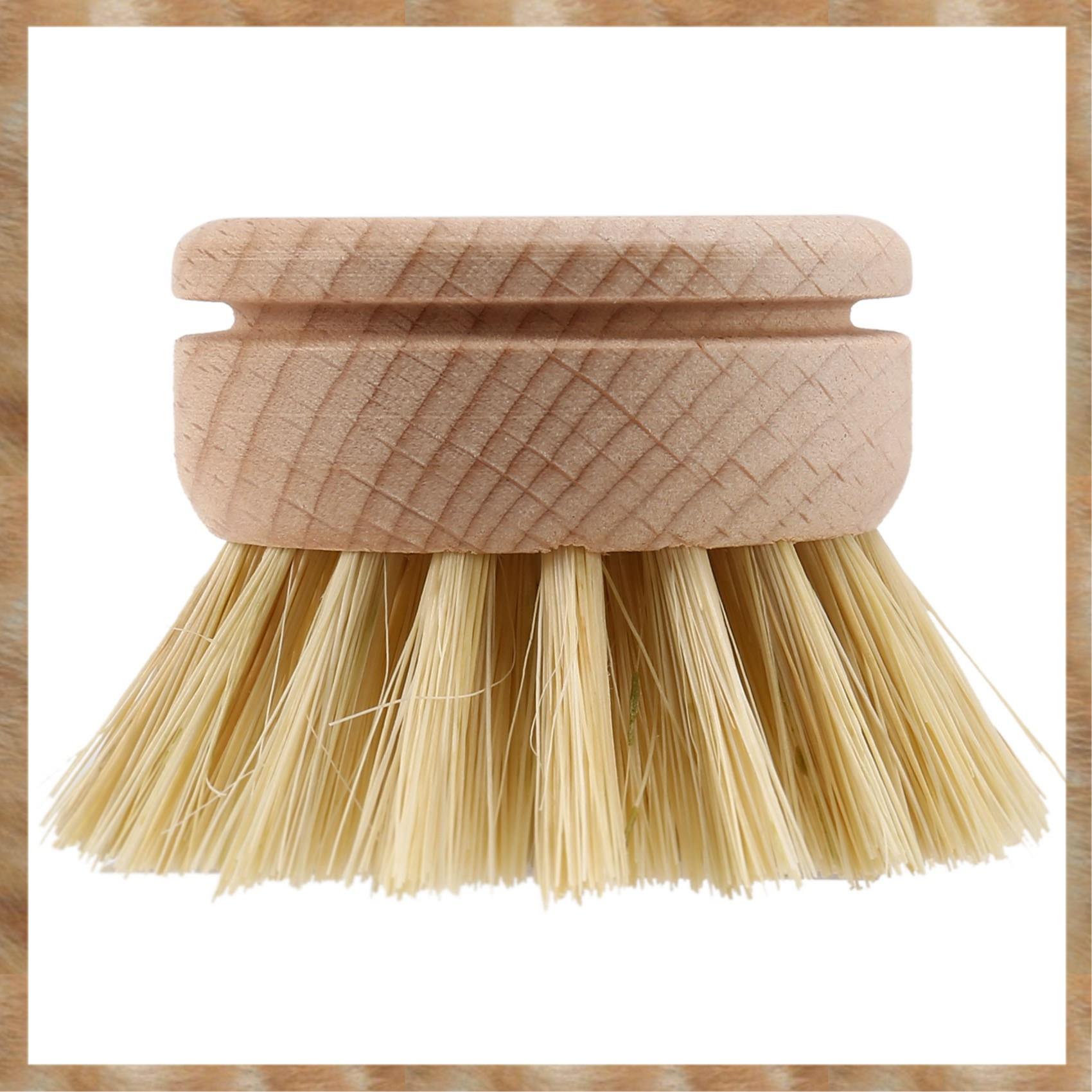 Kqueebee Washing Up Brush,Dish Brush,6 Pcs Replacement Brush Heads Wooden Cleaning Dish Brush Refillable Kitchen Beech