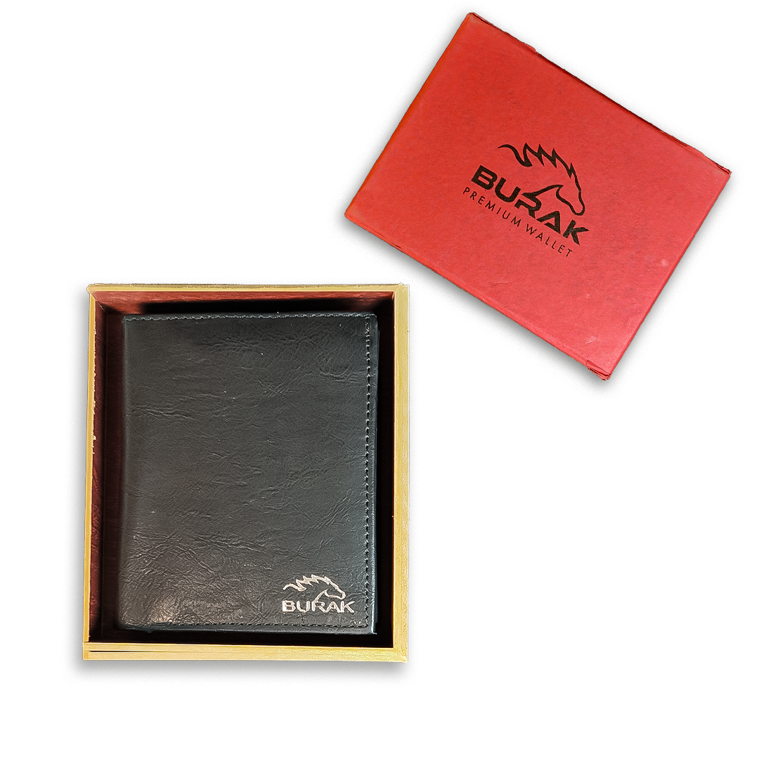 Burak Genuine Leather BiFold Black Wallet 8cc For Men [B1138]