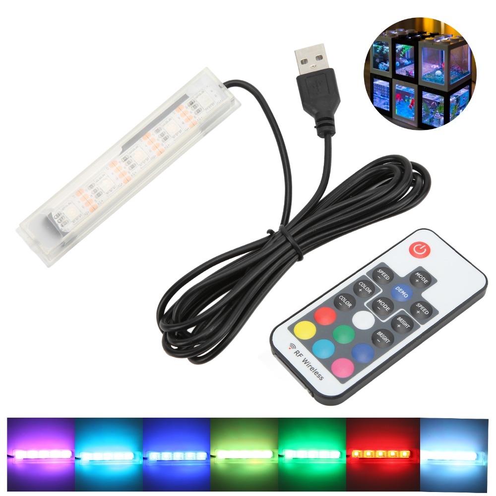 Accessory USB Powered Micro Aquarium Light Colorful LED Remote Control Fish Tank LED Lamp Small Size Aquarium Lamp Fish Tank Landscape