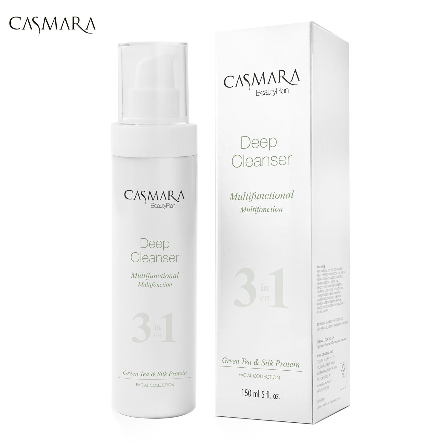 Casmara BeautyPlan 3 in 1 Deep Cleanser Multifunctional (Green Tea & Silk Protein) - 150 ml