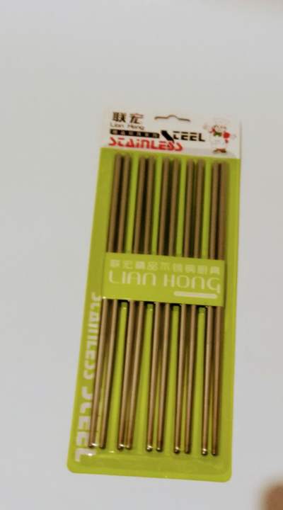 23 Cm Long Reusable Korean Chinese Stainless Steel ChopSticks 5 Pair