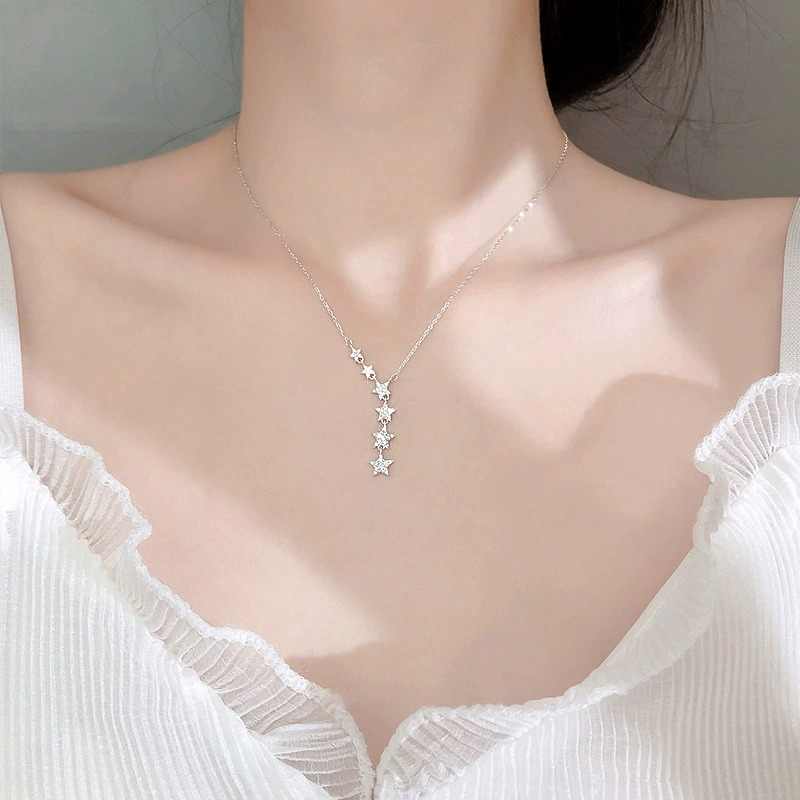 Silver Star Pendant Necklace for Women | Dazzling Zirconia Jewelry | Elegant Chain Gift for Girls | Stylish Silver Plated Necklace | Sparkling Star Charm Pendant | Fashion Jewelry for Daily & Party Wear | Best Birthday & Anniversary Gift | P8