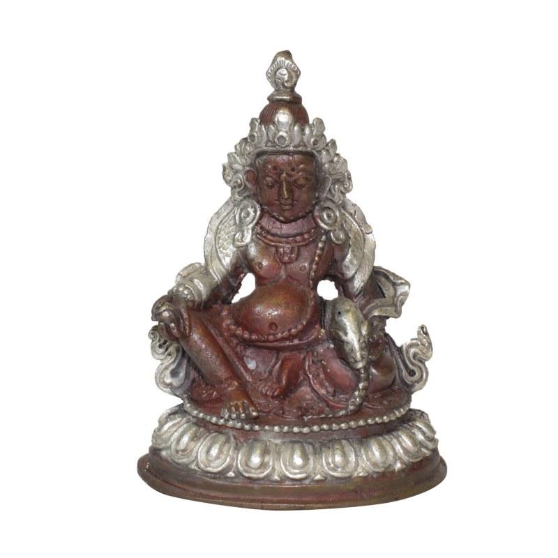 Silver Copper Plated Lord Kuber Statue - 2"