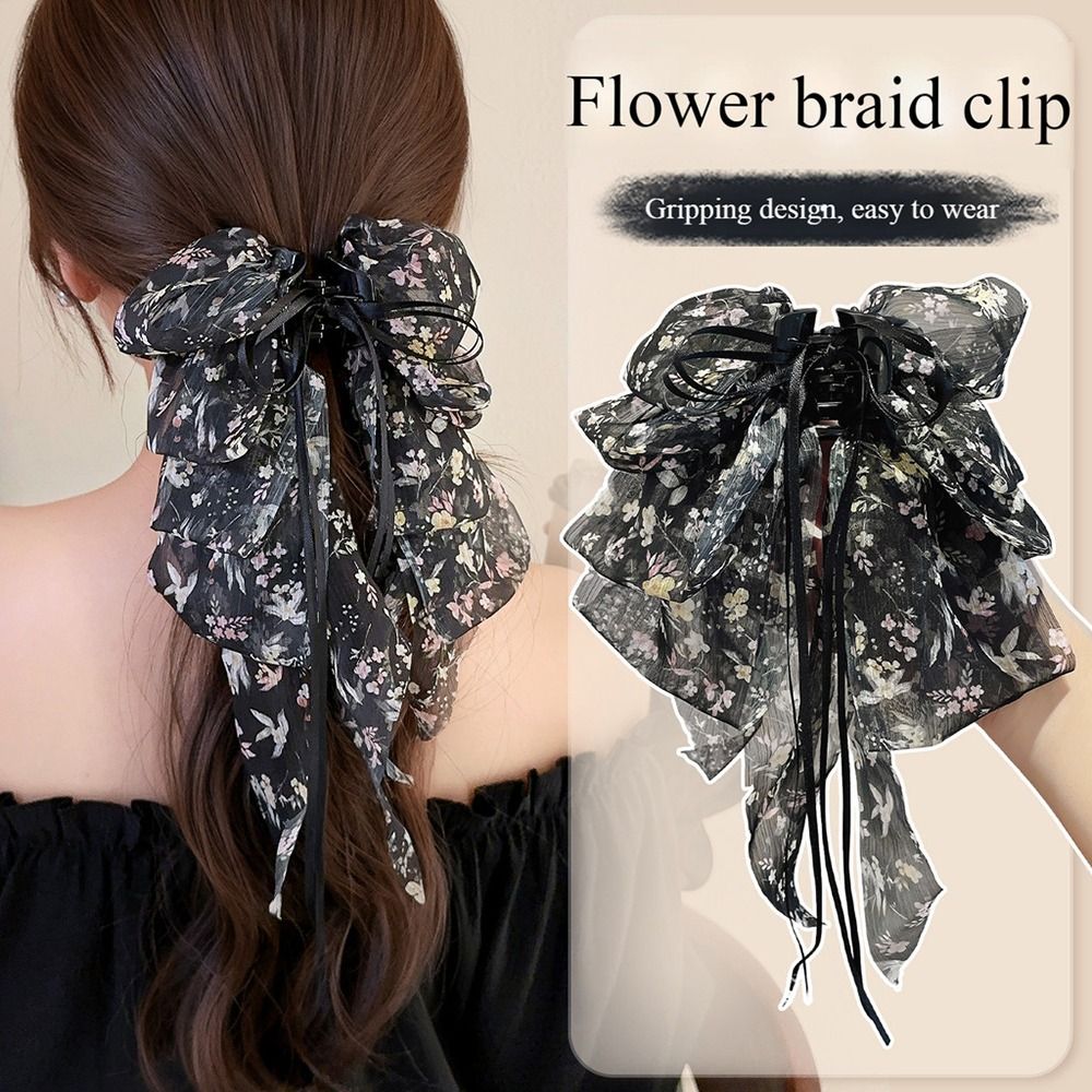 1Pcs New Volumizing Chiffon Hair Clip Fashionable Elegant Tail Clips Hair Claw for Women Girls