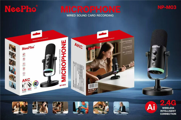 NeePho M03 Professional RGB Wireless Podcast Microphone | ANC Noise Cancelling Condenser Mic for Gaming, Streaming, YouTube & Content Creation