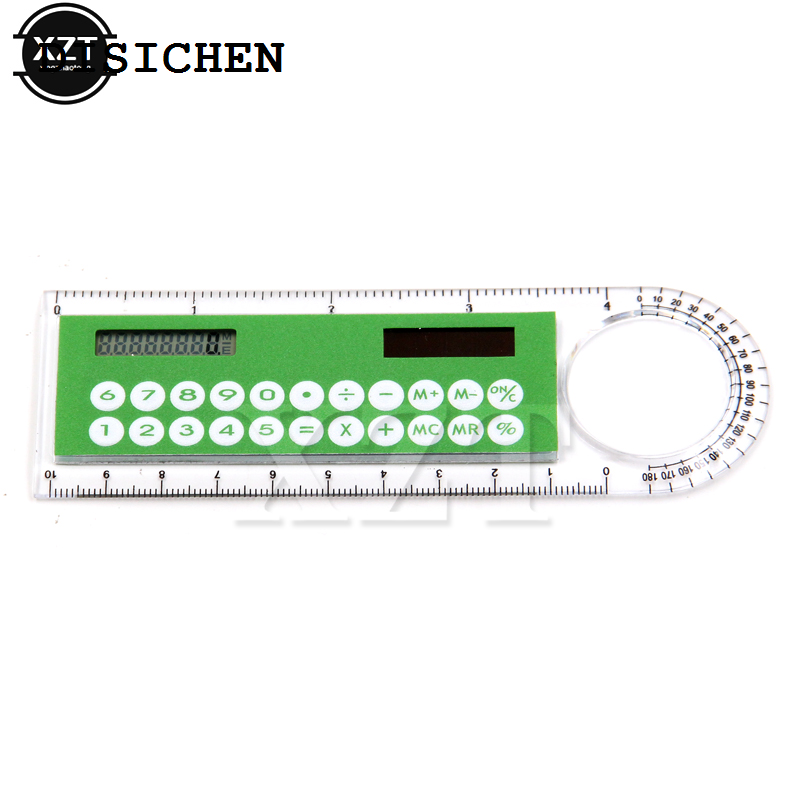 DISICHEN Fifty percent discount 1pcs Solar Mini present Calculator Magnifier Multifunction 10cm Ultra-thin Ruler Calculadora fashion newest