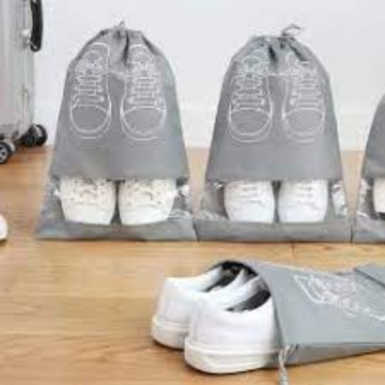 3 Pcs. Travel Portable Shoe Pouch Non Woven Transparent Window