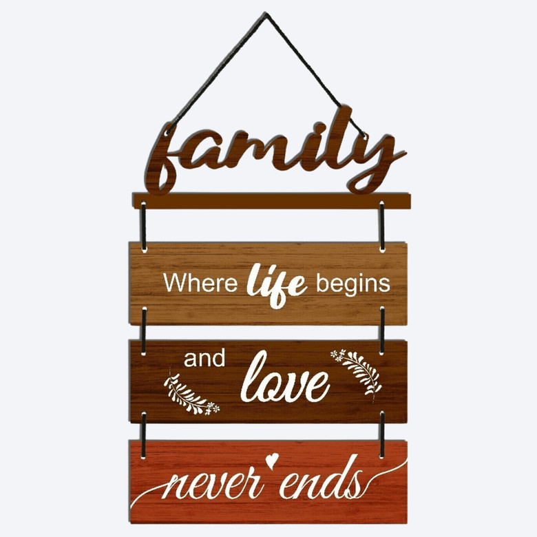 Family Where Life Begins And Love Never Ends Wooden Wall Hanging For Home Decor