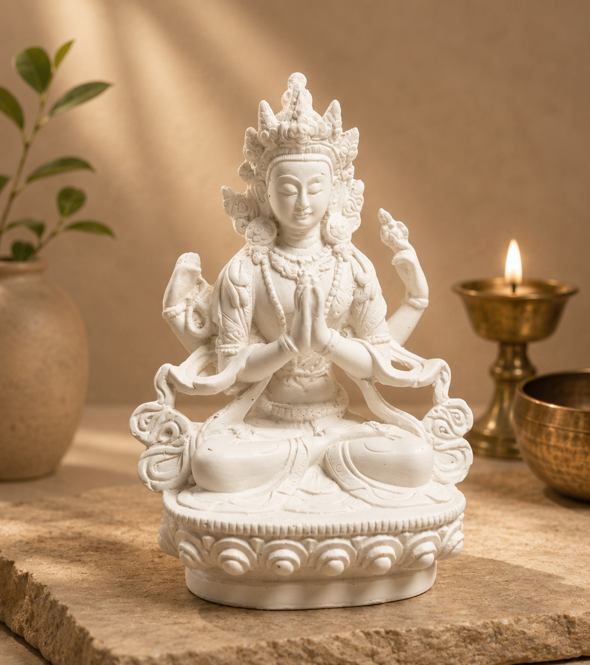 6 inches White Tara Buddha Statue for Home Office Decoration Buddhist Home Decor Gift