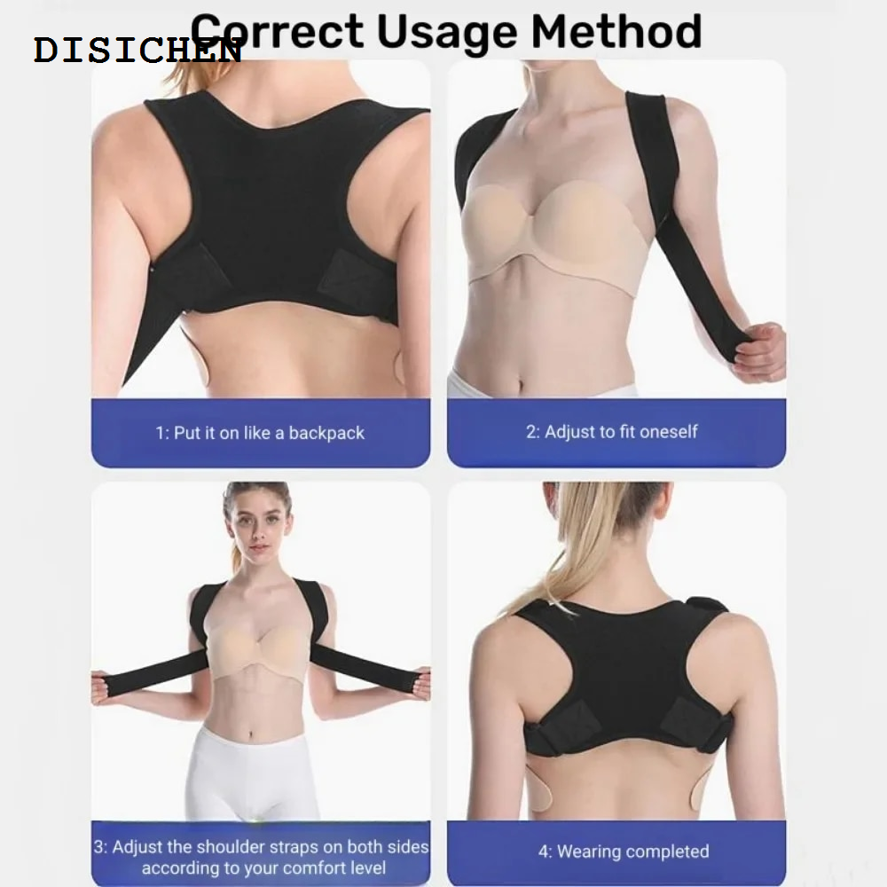 DISICHEN Original 1pcs Adjustable Back Brace Support Invisible Shoulder Posture Corrector Spine Neck Health Correction Belt Home Office Sport