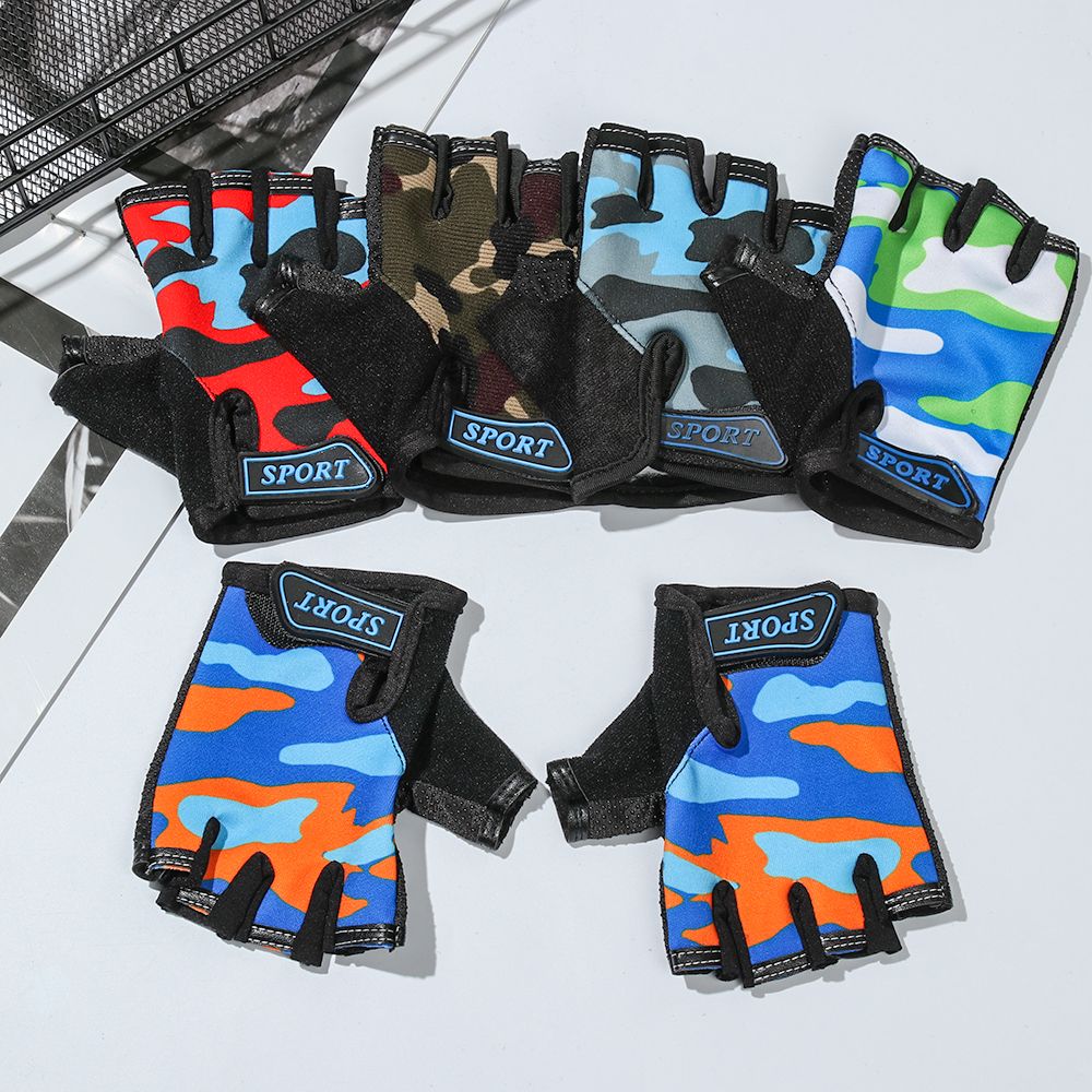 Breathable High Elastic Riding Equipment Non-slip Children's Bike Gloves Half Finger Mittens Child Bicycle Gloves