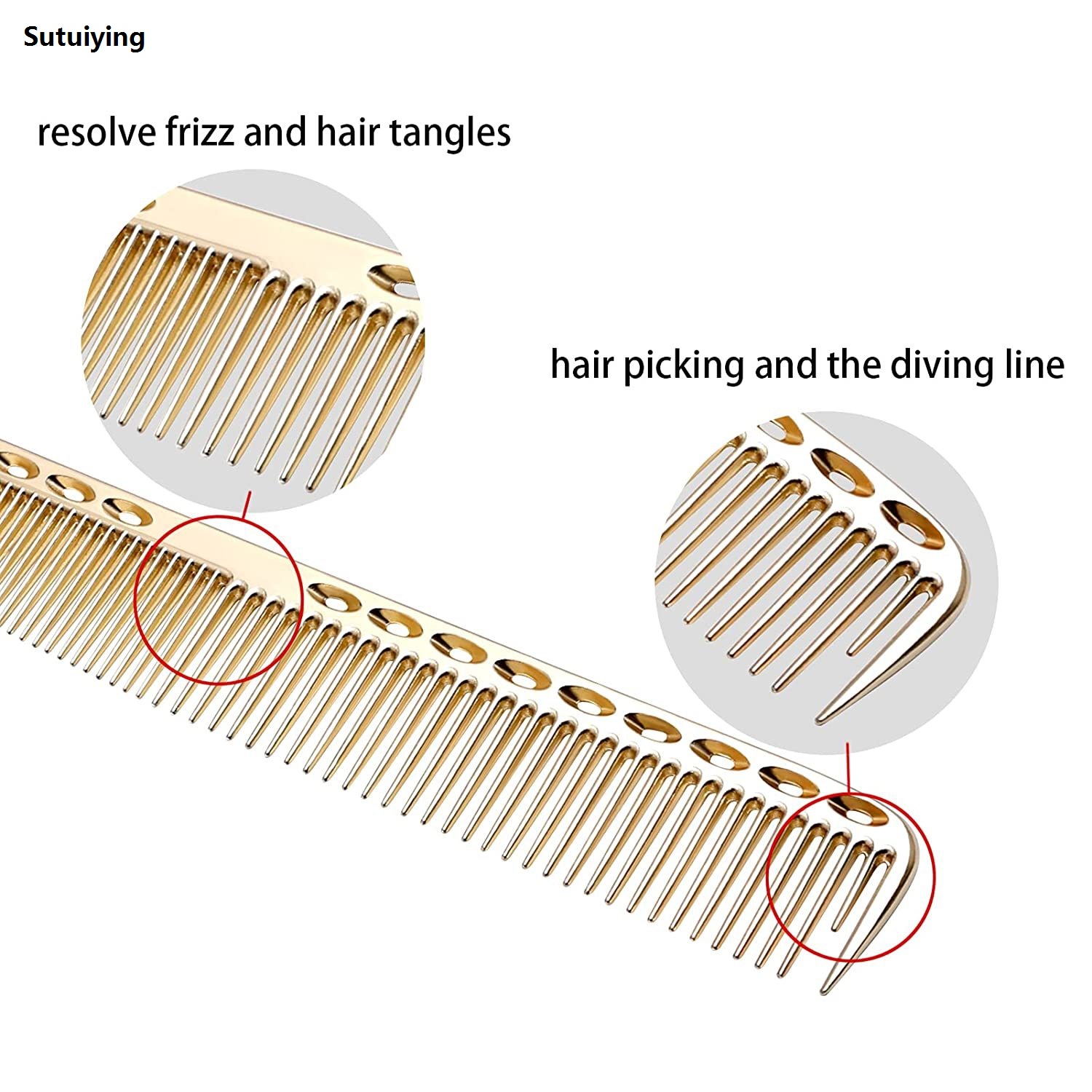Sutuiying 4pcs Professional Comb Set Stainless Steel Space Aluminum Hairbrush Bargain price Salon Pointed Tail Comb Hair Brush Haircutting Barber Tools