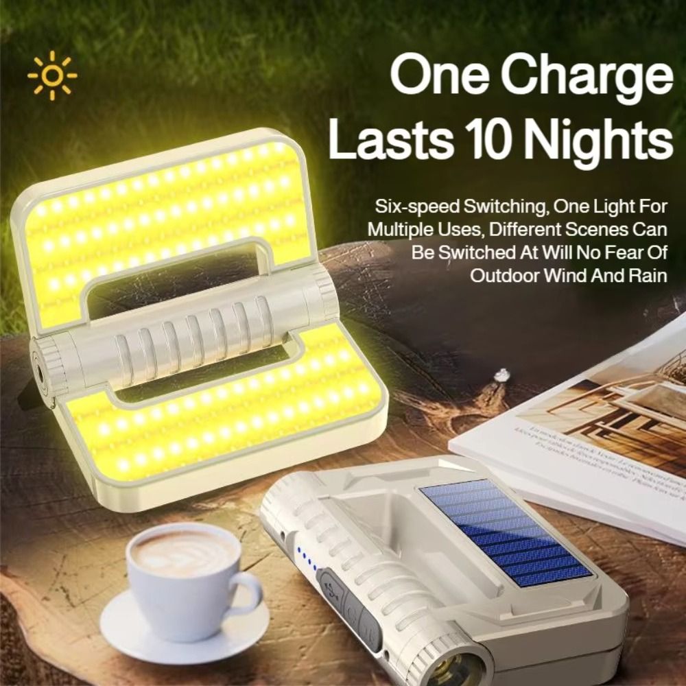 Portable Multifunctional Emergency Light Foldable 5 Lighting Modes Solar Lighting Lamp Solar Powered Rainproof Camping Lantern Household Power Outage