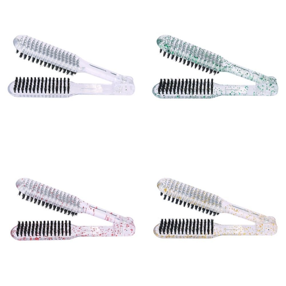 Soft and durable hair comb, comb, bristles, transparent DIY comb, double-sided splints, V-shaped straight ironing clip brush, barber