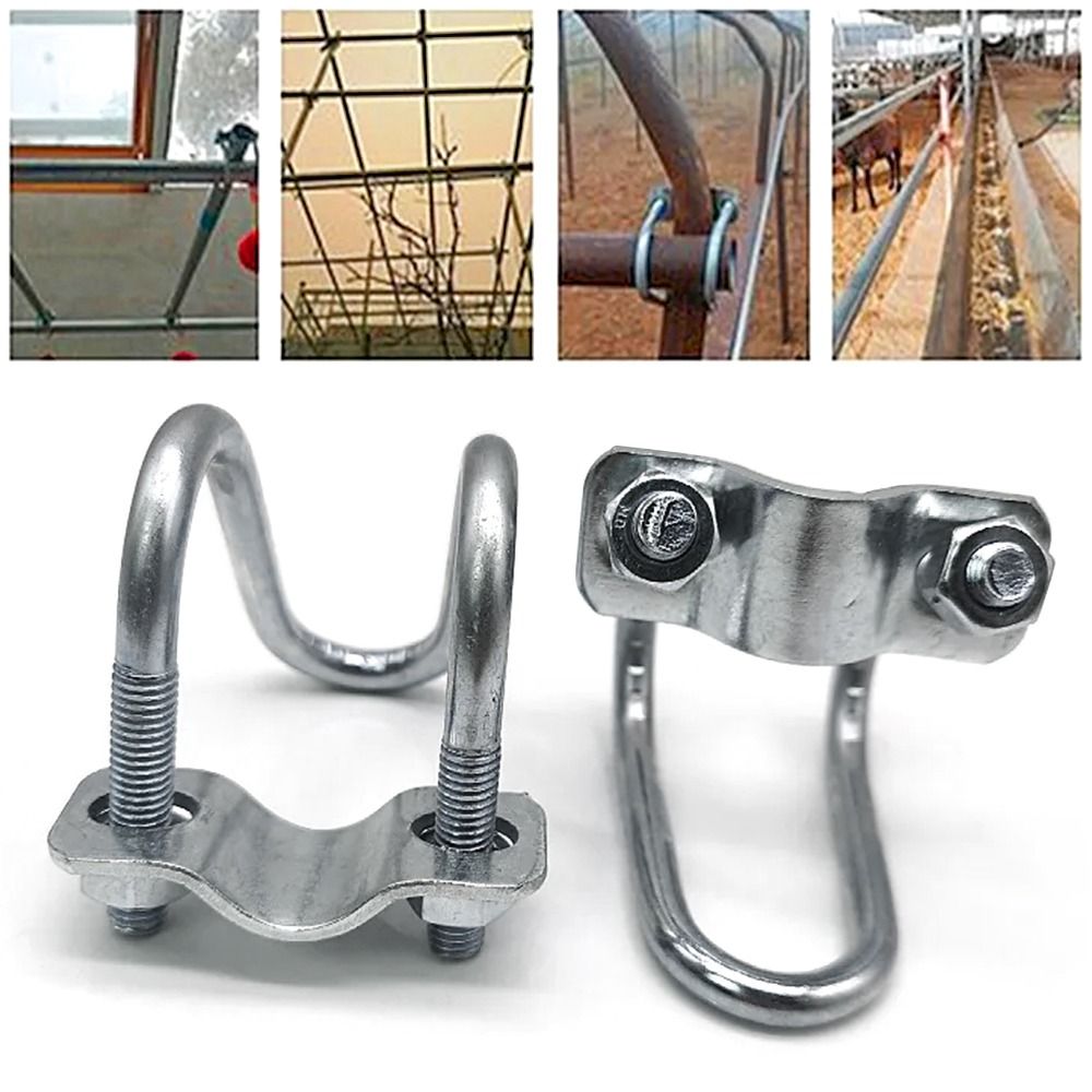 1Pcs Durable Double U-Cross U Bolt Steel Connector Cross Clamp Hose Clamp Screw Galvanized Tube Pipe Clip