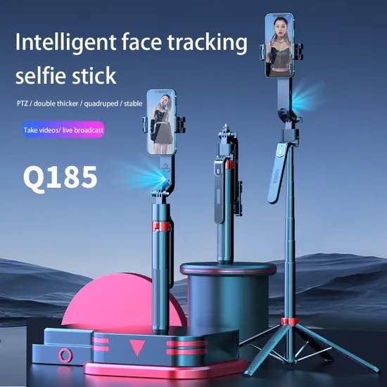 Q185 Face Tracking Selfie Stick 360 Degree Rotation Ai Gimbal Stabilizer with Remote Shutter Wireless Bluetooth Selfie Stick Tripod