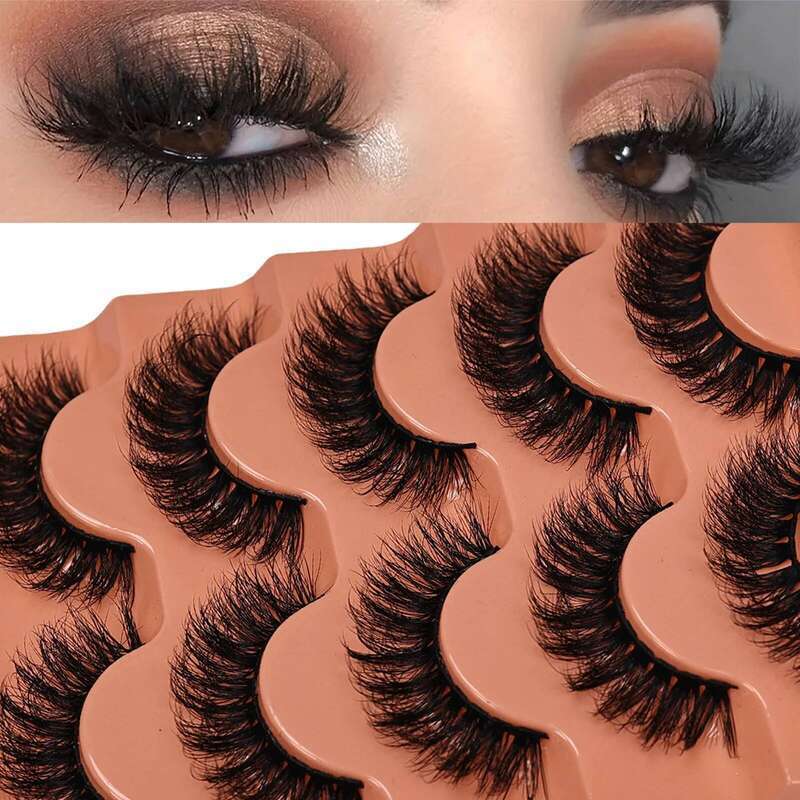 5 Pairs dramatic fake eyelashes 3D False D Curling Fluffy Soft Cross Manga Lashes Wispy Natural Eyelash Extension