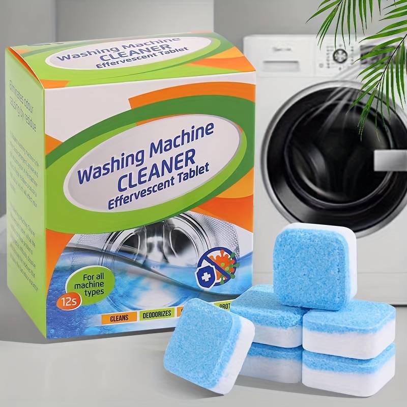 Washing Machine Cleaning Tablet 12 Pcs Deep Cleaning Tablets for Front Load & Top Load Washer, Septic Safe Eco-Friendly Deodorizer, Clean Inside Drum and Laundry Tub Seal