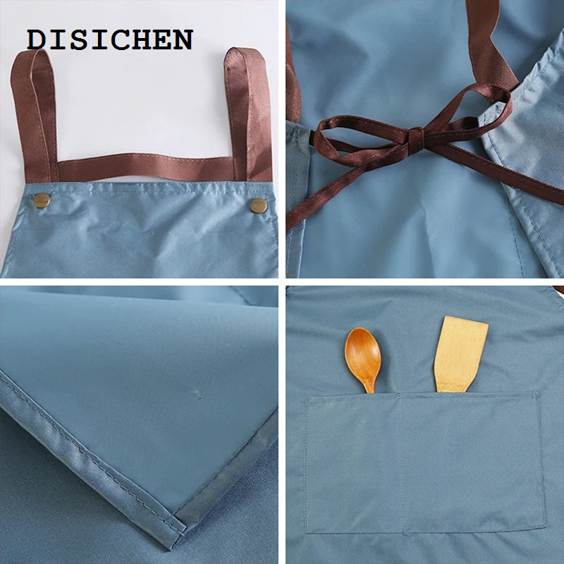 DISICHEN Fifty percent discount 1pc Perfessional Kitchen Apron Women Waterproof Fashion Apron with Pockets Women Taller Waiter Apron Chef Work Uniform