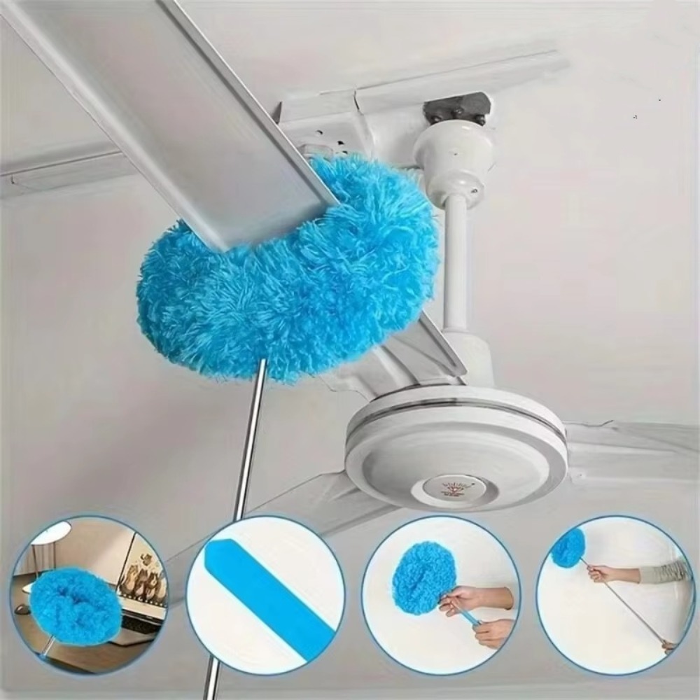 Universal Multifunctional Ceiling Fan Cleaner Duster with Extension Pole Washable Ceiling Duster Adjusts Roofing Ceiling Dust Brush for Home
