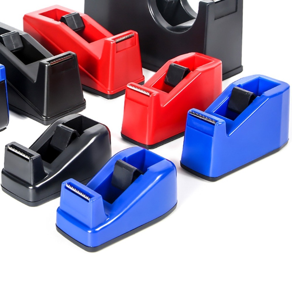 Solid Color Plastic Tape Dispenser Heavy Duty Portable Tape Cutter Non Slip Desktop Tape Stand Office Supplies