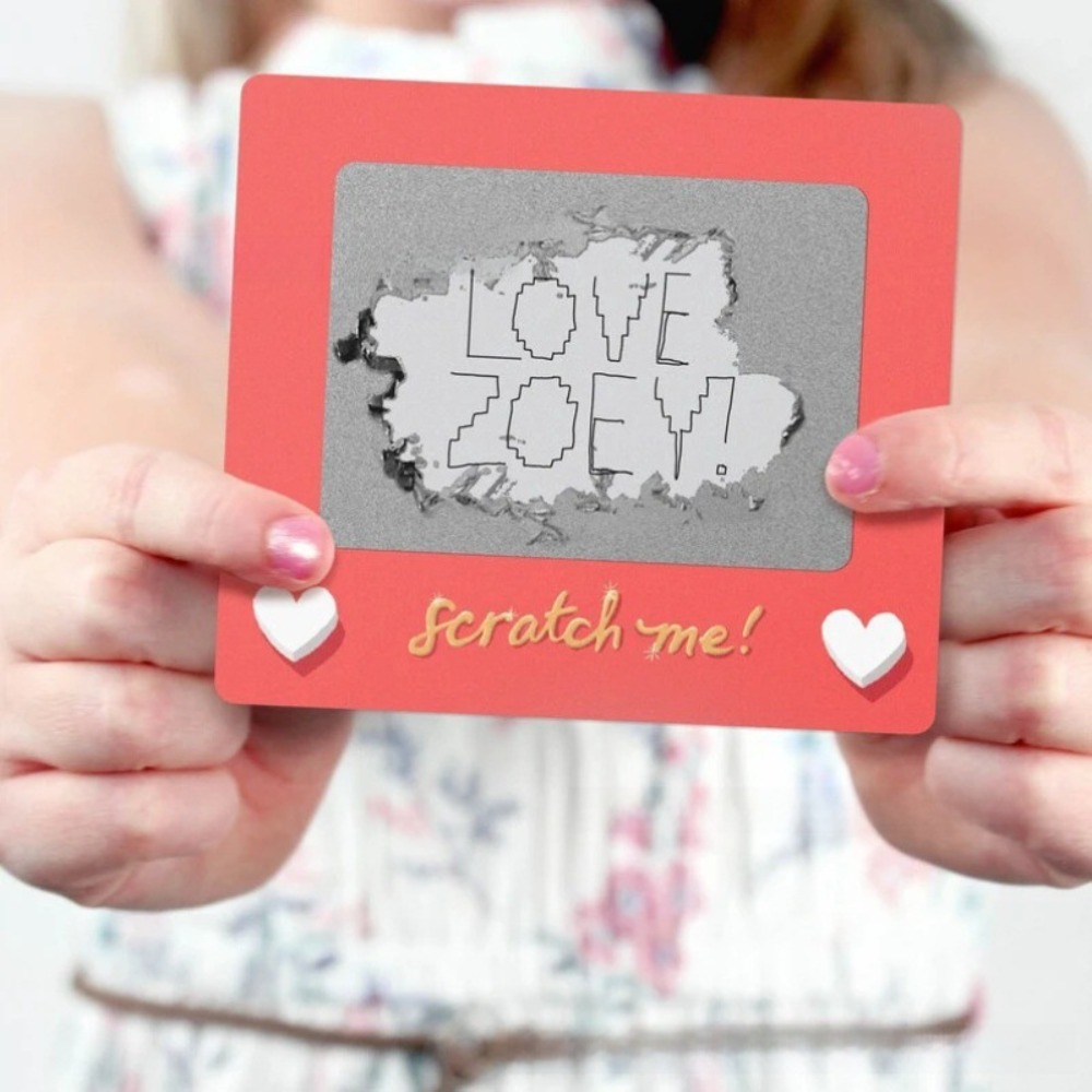 10pcs Game Prop DIY Valentine's Day Scratch-off Card Red Heart Pattern Anniversary Game Tickets Paper Rectangular Love Coupon Party
