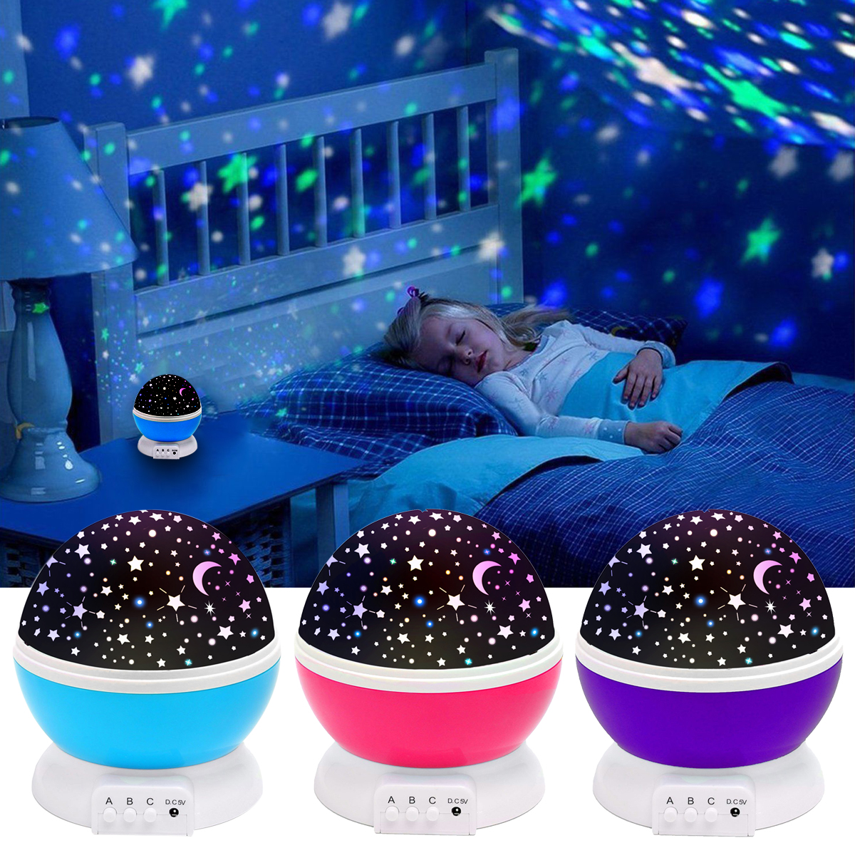 Romatic Cosmos Moon Star Master Projector LED Starry Night Sky Light Lamp Baby