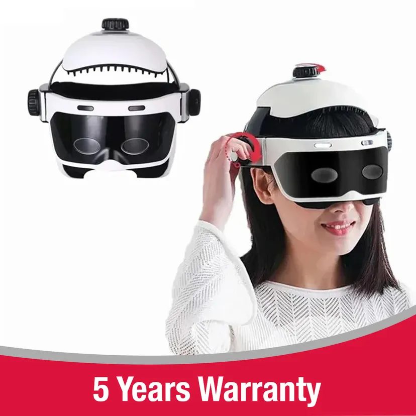 Electric Head Massager Helmet Eye Massage Relieve Stress Air Pressure Vibration Therapy Scalp Relax Hot Compress Bluetooth Music